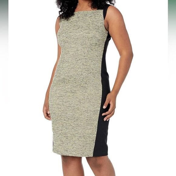 Tahari Nubby Green And Black Side Panel
Sleeveless Sheath Dress Size 2 - Picture 1 of 14